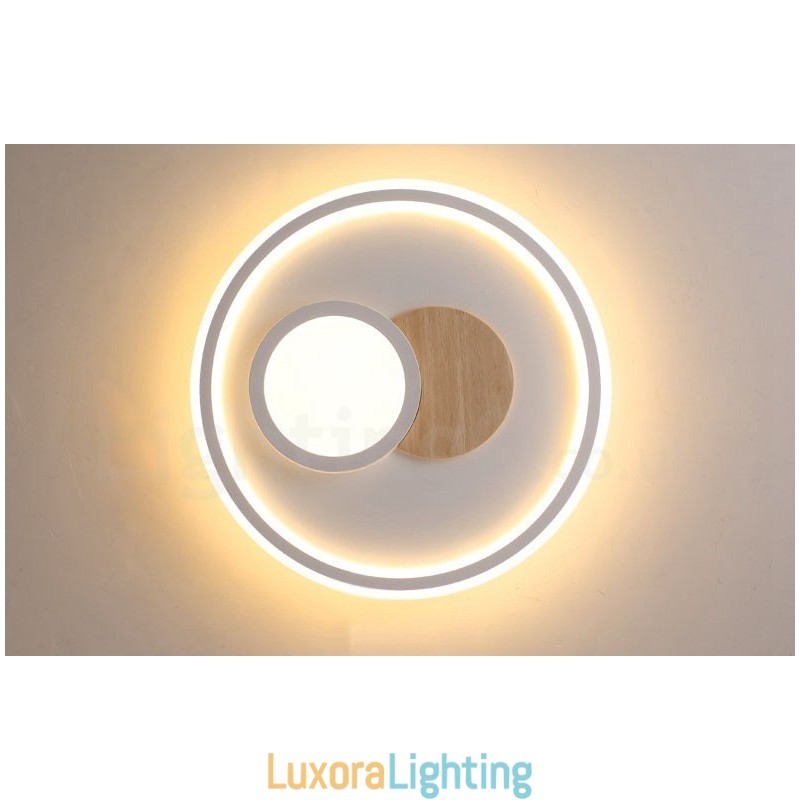 Designer Touch Decorative Wood Dimmable Modern Contemporary Nordic Style Flush Mount Round Ceiling Lights with Remote Control Also Can Be Used As Wall Light