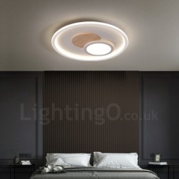 Designer Touch Decorative Wood Dimmable Modern Contemporary Nordic Style Flush Mount Round Ceiling Lights with Remote Control Also Can Be Used As Wall Light