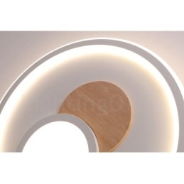 Designer Touch Decorative Wood Dimmable Modern Contemporary Nordic Style Flush Mount Round Ceiling Lights with Remote Control Also Can Be Used As Wall Light