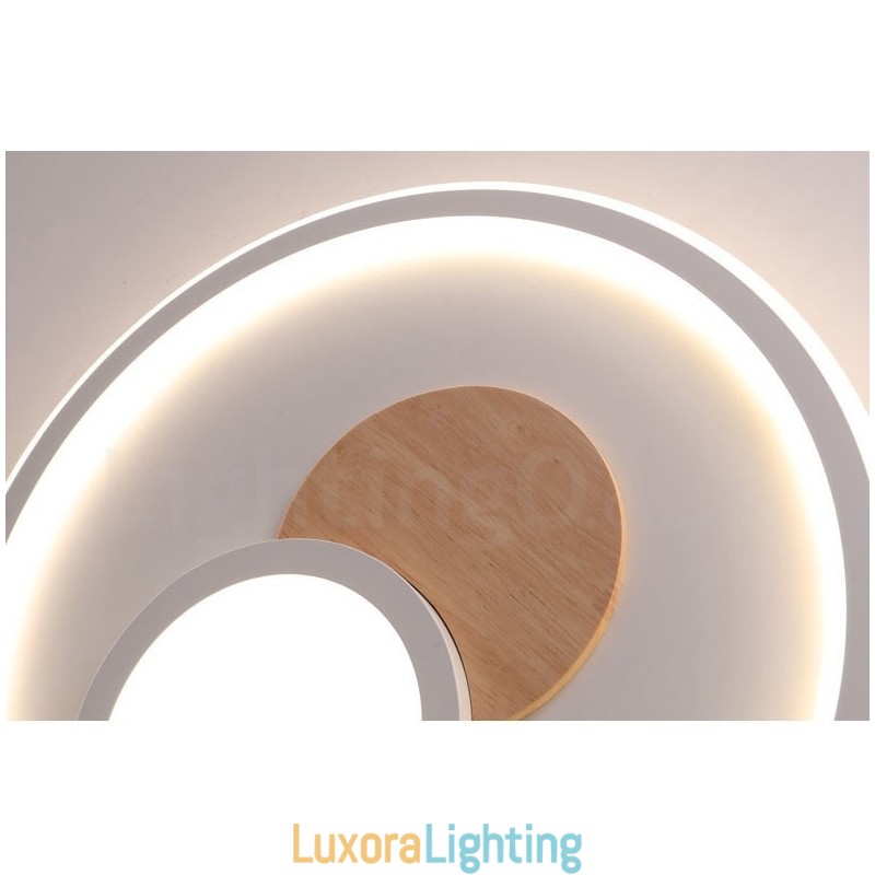 Designer Touch Decorative Wood Dimmable Modern Contemporary Nordic Style Flush Mount Round Ceiling Lights with Remote Control Also Can Be Used As Wall Light