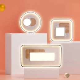 Designer Touch Decorative Wood Dimmable Modern Contemporary Nordic Style Square Flush Mount Ceiling Lights with Remote Control Also Can Be Used As Wall Light
