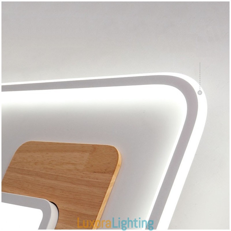 Designer Touch Decorative Wood Dimmable Modern Contemporary Nordic Style Square Flush Mount Ceiling Lights with Remote Control Also Can Be Used As Wall Light