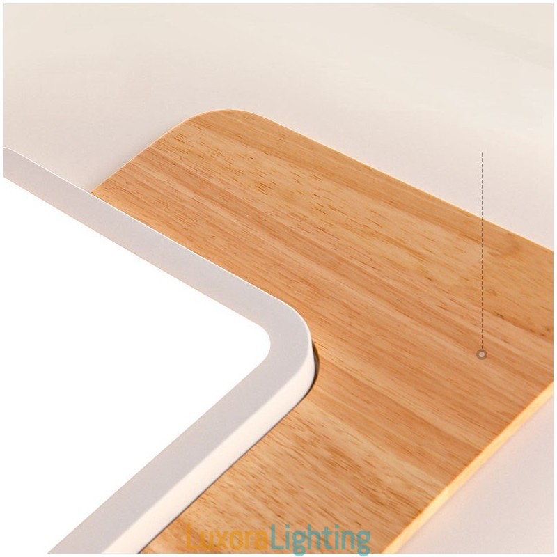 Designer Touch Decorative Wood Dimmable Modern Contemporary Nordic Style Square Flush Mount Ceiling Lights with Remote Control Also Can Be Used As Wall Light