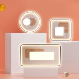 Designer Touch Decorative Wood Dimmable Modern Contemporary Nordic Style Rectangle Flush Mount Ceiling Lights with Remote Control Also Can Be Used As Wall Light