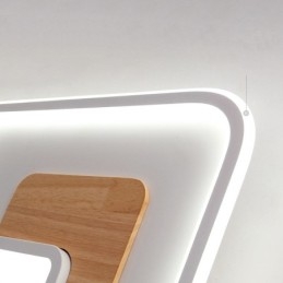 Designer Touch Decorative Wood Dimmable Modern Contemporary Nordic Style Rectangle Flush Mount Ceiling Lights with Remote Control Also Can Be Used As Wall Light