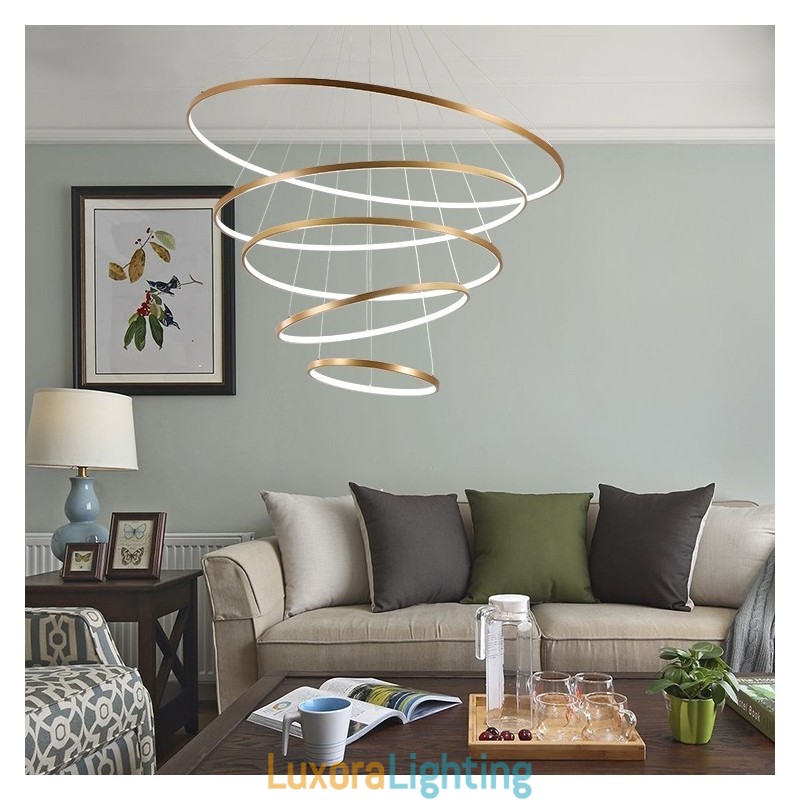 Designer Touch Decorative Large 4 Rings 5 Rings Black White Gold Pendant Light Modern Design