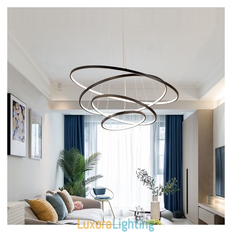 Designer Touch Decorative Large 4 Rings 5 Rings Black White Gold Pendant Light Modern Design