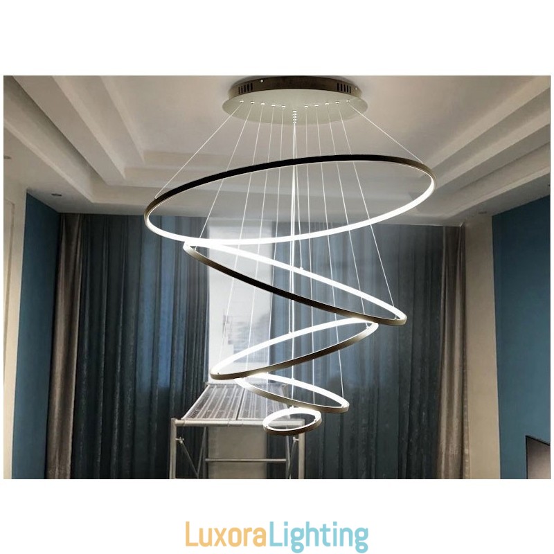 Designer Touch Decorative Large 4 Rings 5 Rings Black White Gold Pendant Light Modern Design