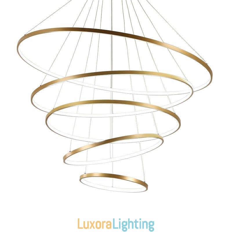 Designer Touch Decorative Large 4 Rings 5 Rings Black White Gold Pendant Light Modern Design