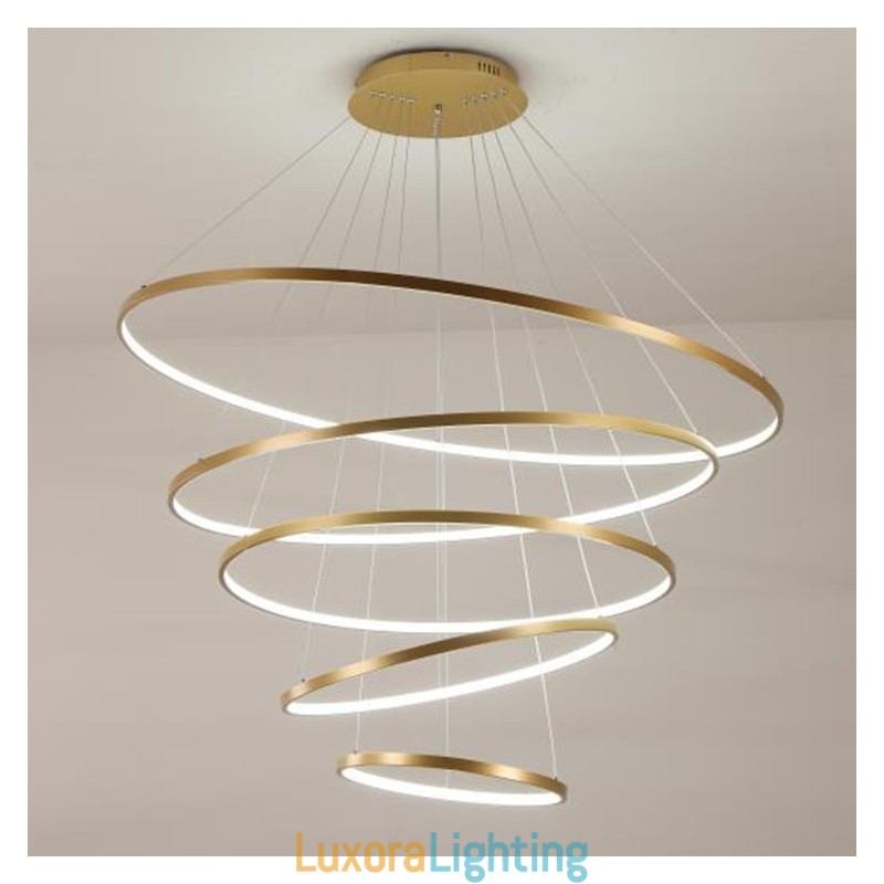 Designer Touch Decorative Large 4 Rings 5 Rings Black White Gold Pendant Light Modern Design