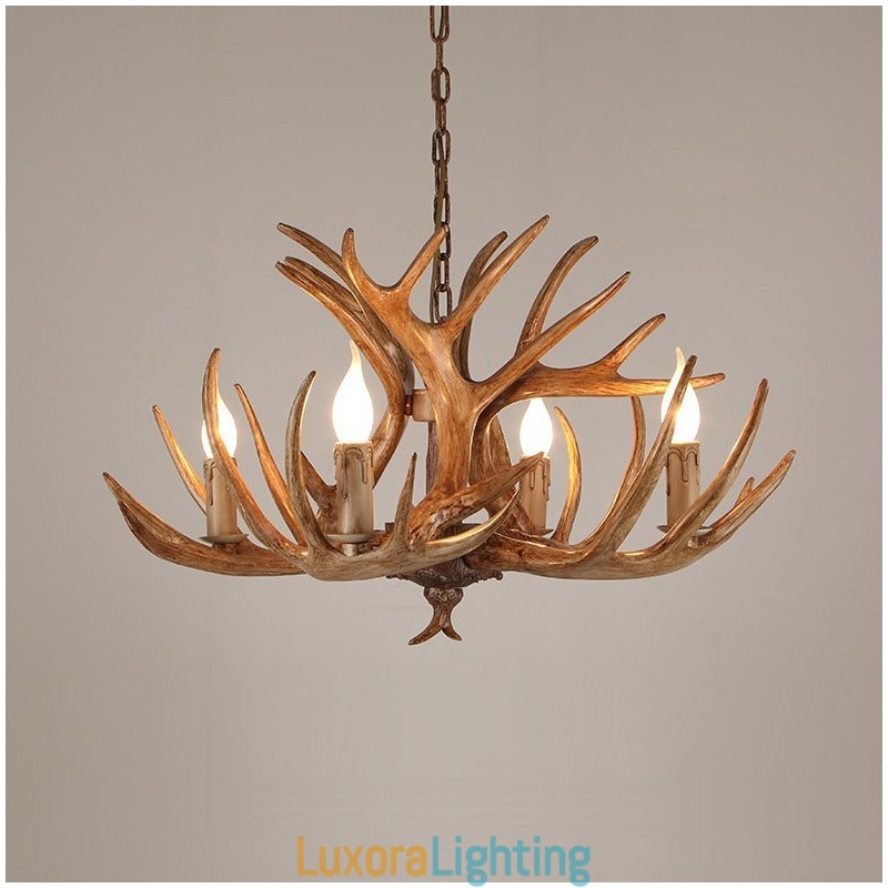 Designer Touch Decorative 4 Light Rustic Artistic Retro Antler Antique Chandelier