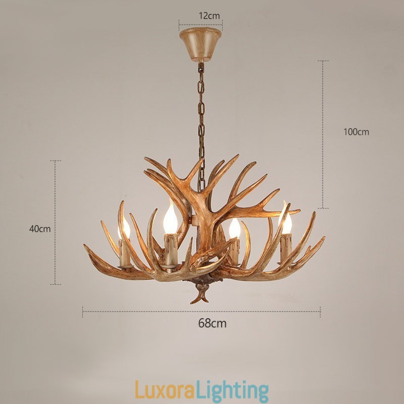 Designer Touch Decorative 4 Light Rustic Artistic Retro Antler Antique Chandelier