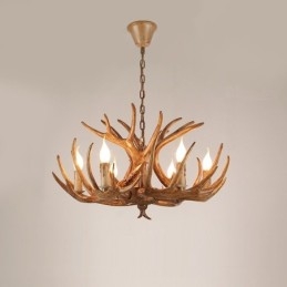 Designer Touch Decorative 6 Light Rustic Artistic Retro Antler Antique Chandelier