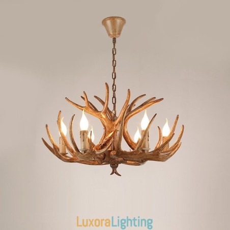 Designer Touch Decorative 6 Light Rustic Artistic Retro Antler Antique Chandelier