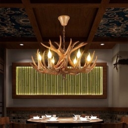 Designer Touch Decorative 6 Light Rustic Artistic Retro Antler Antique Chandelier
