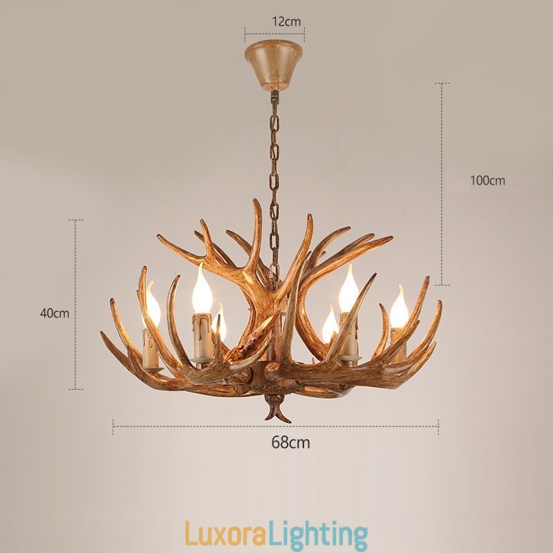 Designer Touch Decorative 6 Light Rustic Artistic Retro Antler Antique Chandelier