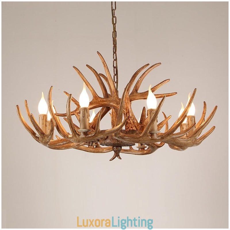 Designer Touch Decorative 8 Light Rustic Artistic Retro Antler Antique Chandelier