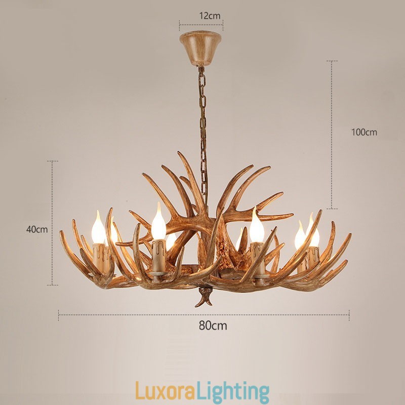 Designer Touch Decorative 8 Light Rustic Artistic Retro Antler Antique Chandelier