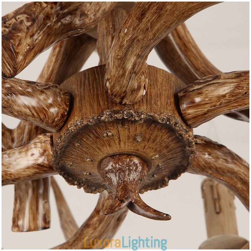 Designer Touch Decorative 8 Light Rustic Artistic Retro Antler Antique Chandelier