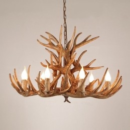 Designer Touch Decorative 9 Light Three Tiers Rustic Artistic Retro Antler Antique Chandelier