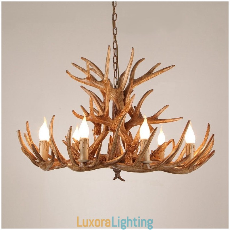 Designer Touch Decorative 9 Light Three Tiers Rustic Artistic Retro Antler Antique Chandelier