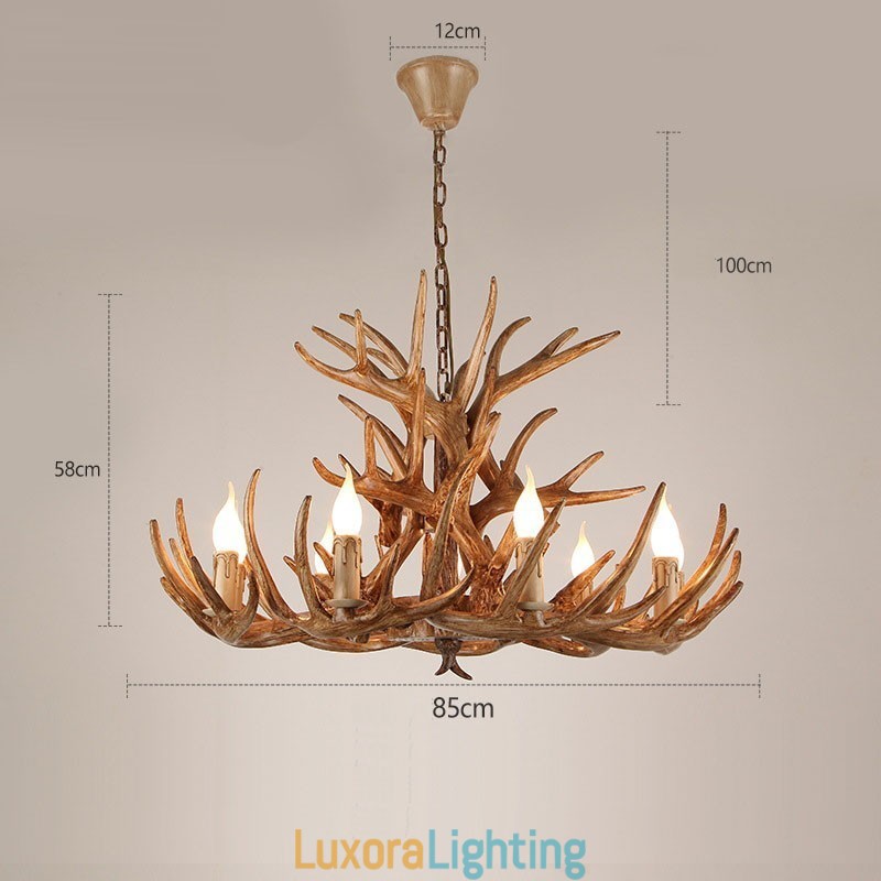 Designer Touch Decorative 9 Light Three Tiers Rustic Artistic Retro Antler Antique Chandelier