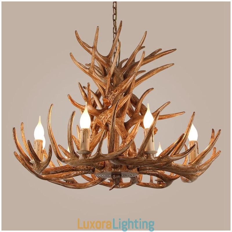 Designer Touch Decorative 9 Light 4 Tiers Rustic Artistic Retro Antler Antique Chandelier