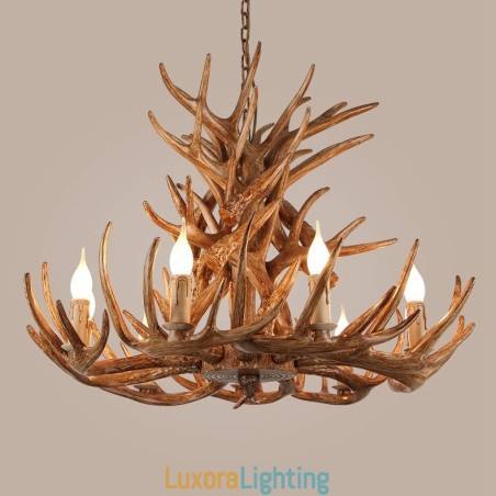 Designer Touch Decorative 9 Light 4 Tiers Rustic Artistic Retro Antler Antique Chandelier