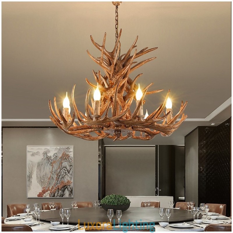 Designer Touch Decorative 9 Light 4 Tiers Rustic Artistic Retro Antler Antique Chandelier
