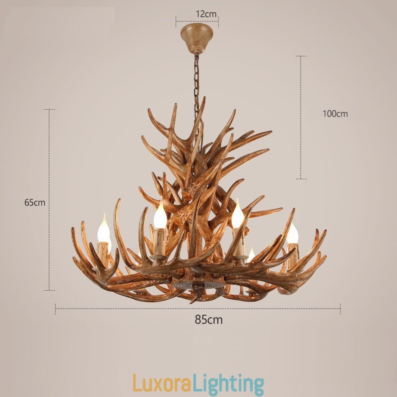 Designer Touch Decorative 9 Light 4 Tiers Rustic Artistic Retro Antler Antique Chandelier