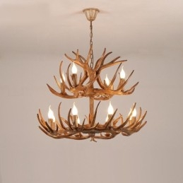 Designer Touch Decorative 12 (8+4) Light 2 Tiers Rustic Artistic Retro Antler Antique Chandelier