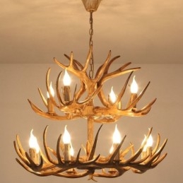 Designer Touch Decorative 12 (8+4) Light 2 Tiers Rustic Artistic Retro Antler Antique Chandelier