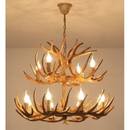 Designer Touch Decorative 12 (8+4) Light 2 Tiers Rustic Artistic Retro Antler Antique Chandelier