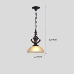 Designer Touch Decorative One Light Black Rustic Artistic Retro Antique Pendant Light with Glass Shade