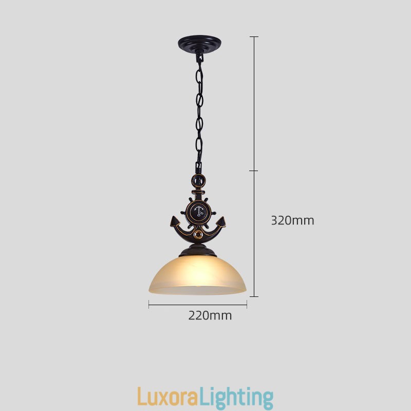 Designer Touch Decorative One Light Black Rustic Artistic Retro Antique Pendant Light with Glass Shade