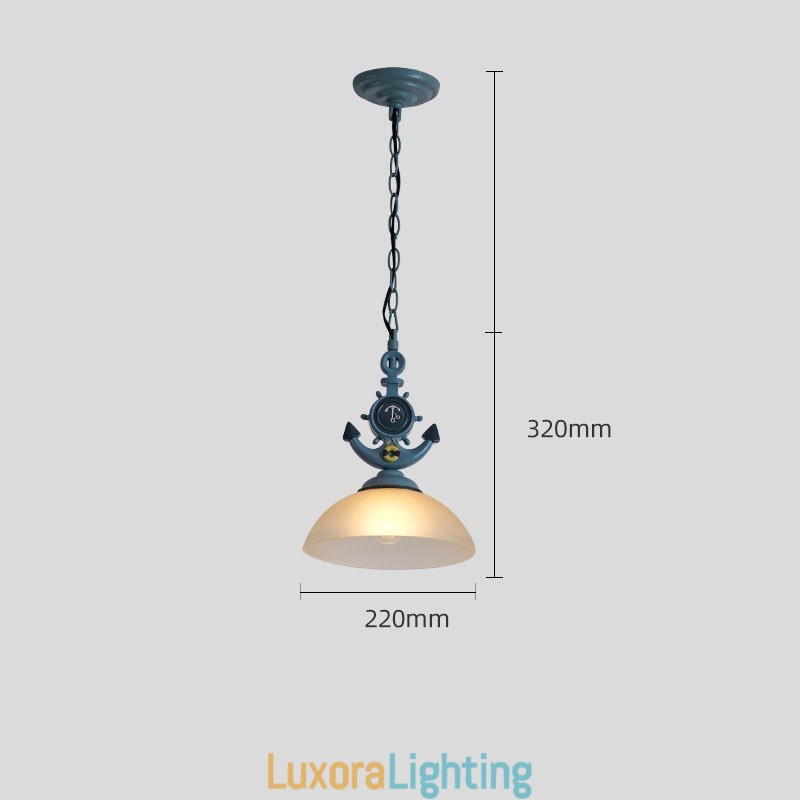 Designer Touch Decorative One Light Blue Rustic Artistic Retro Antique Pendant Light with Glass Shade