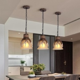 Designer Touch Decorative One Light Rustic Artistic Retro Antler Antique Pendant Light with Glass Shade