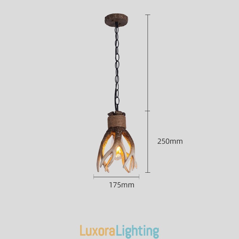 Designer Touch Decorative One Light Rustic Artistic Retro Antler Antique Pendant Light