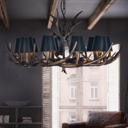 Designer Touch Decorative Retro Antler Antique Chandelier with Shades
