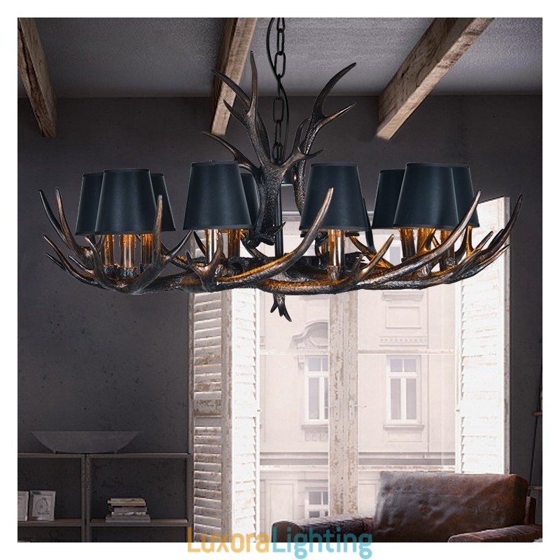 Designer Touch Decorative Retro Antler Antique Chandelier with Shades