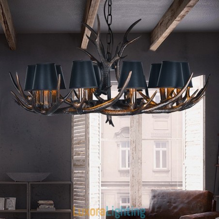 Designer Touch Decorative Retro Antler Antique Chandelier with Shades