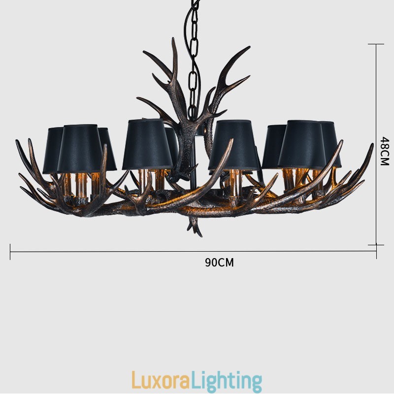 Designer Touch Decorative Retro Antler Antique Chandelier with Shades