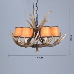 Designer Touch Decorative 6 Light Rustic Artistic Retro Antler Antique Chandelier with Shades