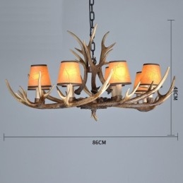 Designer Touch Decorative 8 Light Rustic Artistic Retro Antler Antique Chandelier with Shades