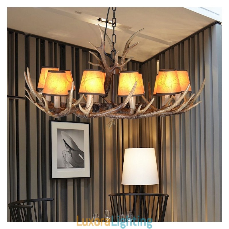 Designer Touch Decorative Retro Antler Antique Chandelier with Shades