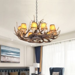 Designer Touch Decorative Retro Antler Antique Chandelier with Shades
