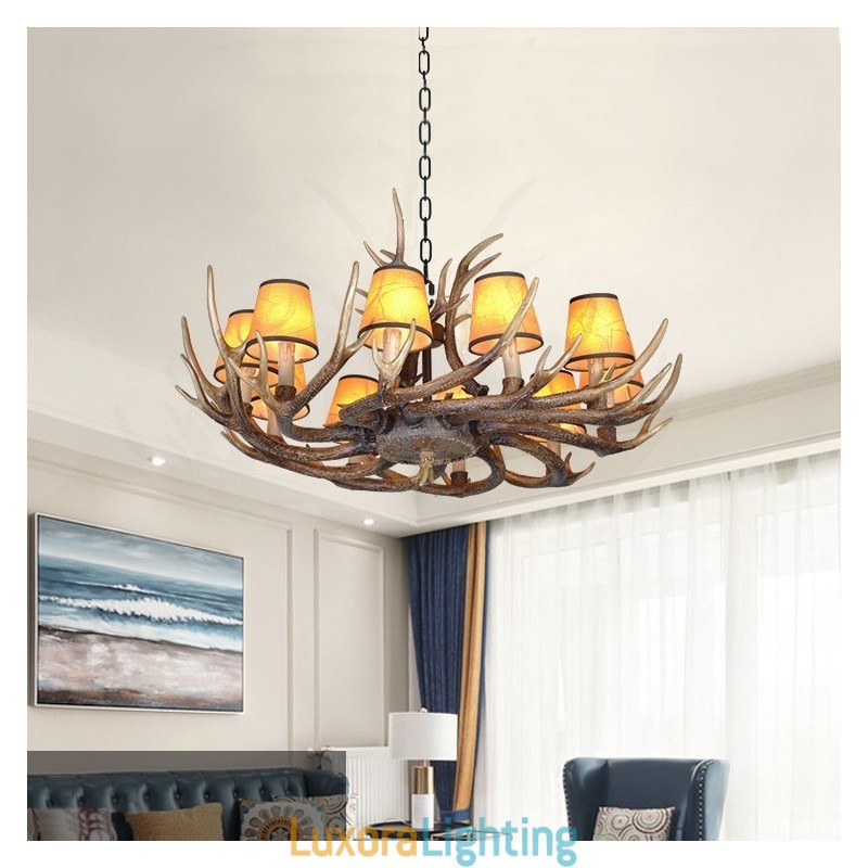 Designer Touch Decorative Retro Antler Antique Chandelier with Shades