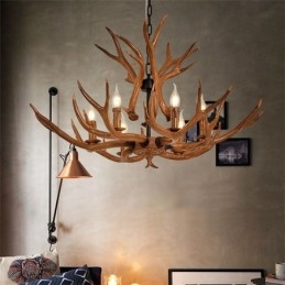 Designer Touch Decorative 6 Light Rustic Artistic Retro Antler Antique Chandelier