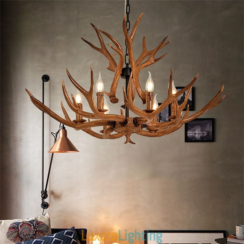 Designer Touch Decorative 6 Light Rustic Artistic Retro Antler Antique Chandelier