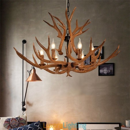 Designer Touch Decorative 6 Light Rustic Artistic Retro Antler Antique Chandelier